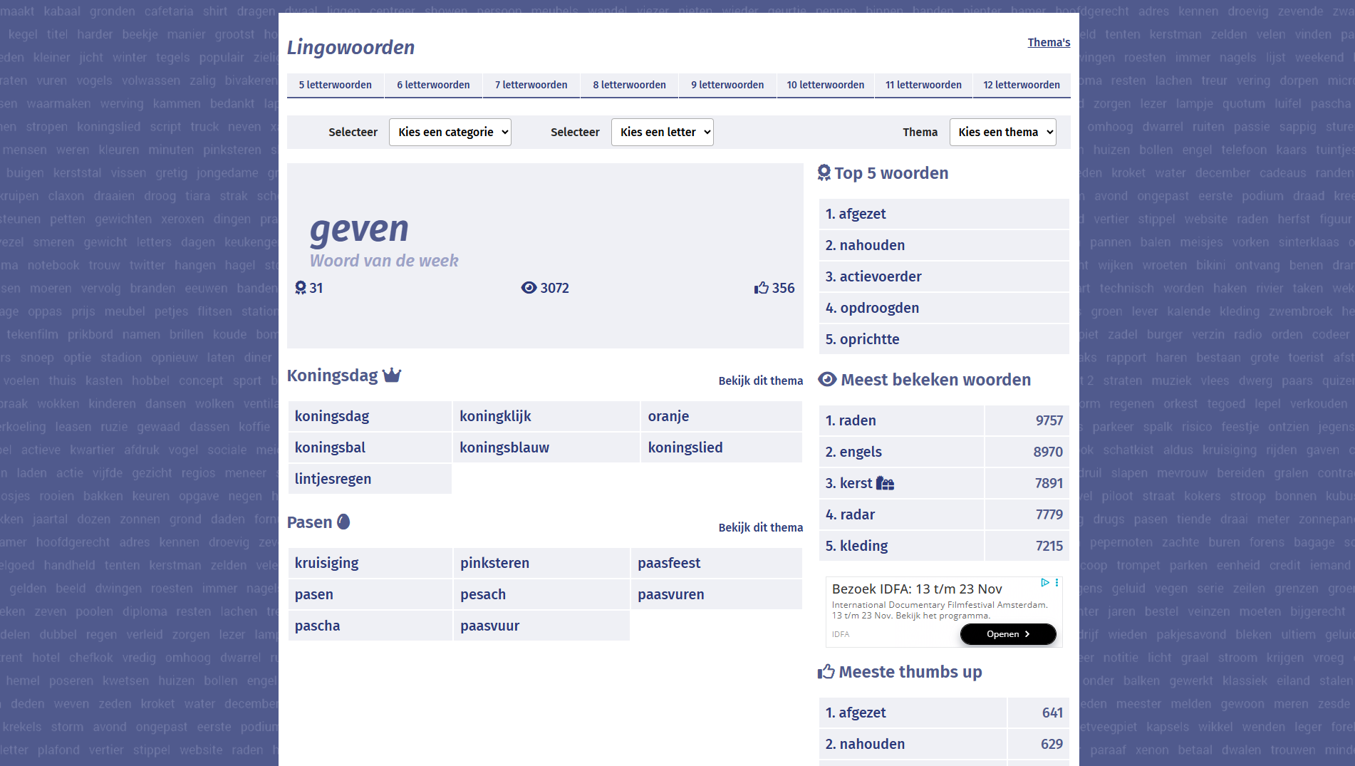 Lingowoorden.nl - Screenshot van Educatie / Taalplatform project door Next Creatives